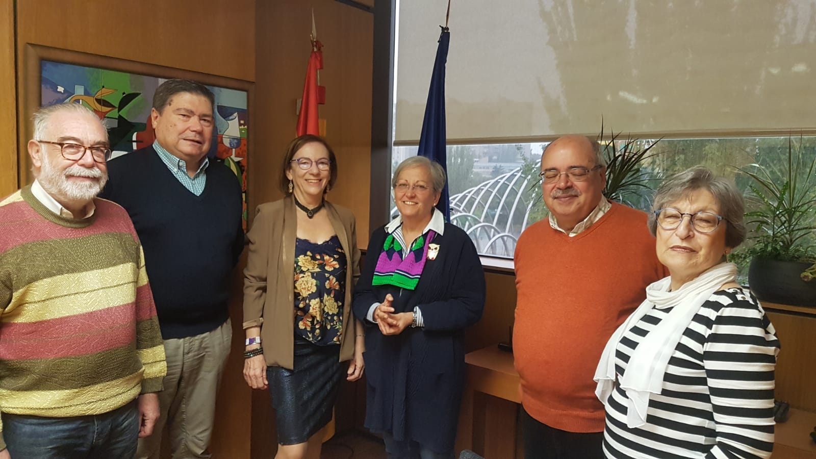 Dª Carmen Orte Socias junto a Dª Matilde Fernández, D. Fernando Martos, Dª Isabel pizarro, D. José luis Fernández Rioja y D. José Luis Esteban